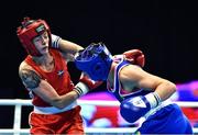 21 October 2022; Aoife O'Rourke of Ireland, right, in action against Love Holgersson of Sweden in their middleweight 75kg semi-final bout during the EUBC Women's European Boxing Championships 2022 at Budva Sports Centre in Budva, Montenegro. Photo by Ben McShane/Sportsfile