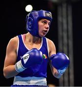 21 October 2022; Aoife O'Rourke of Ireland in action against Love Holgersson of Sweden in their middleweight 75kg semi-final bout during the EUBC Women's European Boxing Championships 2022 at Budva Sports Centre in Budva, Montenegro. Photo by Ben McShane/Sportsfile