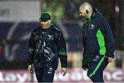 21 October 2022; Connacht director of rugby Andy Friend, left, and head coach Peter Wilkins before the United Rugby Championship match between Connacht and Scarlets at The Sportsground in Galway. Photo by David Fitzgerald/Sportsfile