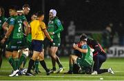 21 October 2022; Jack Carty of Connacht remonstrates with referee Marius van der Westhuizen during the United Rugby Championship match between Connacht and Scarlets at The Sportsground in Galway. Photo by David Fitzgerald/Sportsfile