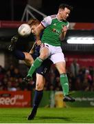 21 October 2022; Hugh Douglas of Bray Wanderers in action against Cian Murphy of Cork City during the SSE Airtricity League First Division match between Cork City and Bray Wanderers at Turners Cross in Cork. Photo by Eóin Noonan/Sportsfile