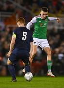 21 October 2022; Matt Healy of Cork City in action against Hugh Douglas of Bray Wanderers during the SSE Airtricity League First Division match between Cork City and Bray Wanderers at Turners Cross in Cork. Photo by Eóin Noonan/Sportsfile