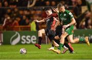 21 October 2022; Gary Boylan of Finn Harps is tackled by James Clarke of Bohemians during the SSE Airtricity League Premier Division match between Bohemians and Finn Harps at Dalymount Park in Dublin Photo by Tyler Miller/Sportsfile