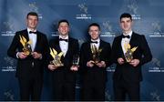 21 October 2022; St Lomans GAA, Mullingar, club-mates, from left, Westmeath footballer John Heslin, Westmeath footballer Ronan O'Toole, Longford hurler Paddy Lynam and Westmeath footballer Sam McCartan, with their awards during the GAA Champion 15 Awards at Croke Park in Dublin. Photo by Sam Barnes/Sportsfile