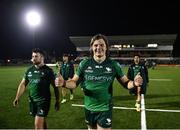 21 October 2022; Cian Prendergast of Connacht celebrates after the United Rugby Championship match between Connacht and Scarlets at The Sportsground in Galway. Photo by David Fitzgerald/Sportsfile