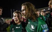 21 October 2022; Mack Hansen, right, and David Hawkshaw of Connacht after the United Rugby Championship match between Connacht and Scarlets at The Sportsground in Galway. Photo by David Fitzgerald/Sportsfile