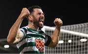 21 October 2022; Roberto Lopes of Shamrock Rovers celebrates after his side's victory in the SSE Airtricity League Premier Division match between Shamrock Rovers and St Patrick's Athletic at Tallaght Stadium in Dublin. Photo by Seb Daly/Sportsfile