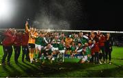 21 October 2022; Cork City players and staff celebrate with the cup after the SSE Airtricity League First Division match between Cork City and Bray Wanderers at Turners Cross in Cork. Photo by Eóin Noonan/Sportsfile