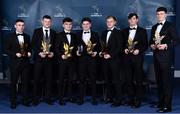 21 October 2022; Antrim hurlers and Joe McDonagh Team of the Year for 2022 award recipients, from left, Ciarán Clarke, Keelan Molloy, Ryan Elliot, Conal Cunning,Eoghan Campbell,Gerard Walsh and Joe Maskey during the GAA Champion 15 Awards at Croke Park in Dublin. Photo by Sam Barnes/Sportsfile