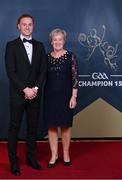 21 October 2022; Westmeath footballer Ronan Wallace with his mother Mary upon arrival ahead of the GAA Champion 15 Awards at Croke Park in Dublin. Photo by Harry Murphy/Sportsfile