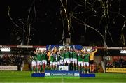 21 October 2022; Cork City captain Cian Coleman lifts the cup after the SSE Airtricity League First Division match between Cork City and Bray Wanderers at Turners Cross in Cork. Photo by Eóin Noonan/Sportsfile