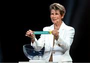 22 October 2022; Draw Assistant Julie Dolan draws out Republic of Ireland during the draw for the FIFA 2023 Women's World Cup 2023 Draw at Aotea Centre in Auckland, New Zealand. Photo by Stephen McCarthy / FIFA via Sportsfile