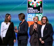 22 October 2022; Managers, from left, Jikta Klimkova of New Zealand, Corinne Diacre of France, Vera Pauw of Republic of Ireland and Hege Riise of Norway on stage during the draw for the FIFA 2023 Women's World Cup 2023 Draw at Aotea Centre in Auckland, New Zealand. Photo by Stephen McCarthy / FIFA via Sportsfile
