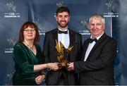 21 October 2022; Derry hurler and Christy Ring Team of the Year for 2022 award recipient Mark Craig with Dolores and Danny Scullion during the GAA Champion 15 Awards at Croke Park in Dublin. Photo by Sam Barnes/Sportsfile