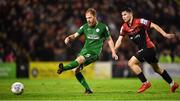 21 October 2022; Ryan Connolly of Finn Harps in action against James Clarke of Bohemians during the SSE Airtricity League Premier Division match between Bohemians and Finn Harps at Dalymount Park in Dublin. Photo by Tyler Miller/Sportsfile