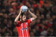 21 October 2022; Ronan Boyce of Derry City during the SSE Airtricity League Premier Division match between Derry City and Shelbourne at The Ryan McBride Brandywell Stadium in Derry. Photo by Ramsey Cardy/Sportsfile