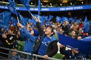 22 October 2022; Leinster supporters during the United Rugby Championship match between Leinster and Munster at Aviva Stadium in Dublin. Photo by Ramsey Cardy/Sportsfile