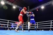 22 October 2022; Amy Broadhurst of Ireland, right, in action against Mariia Bova of Ukraine in their light welterweight 63kg final during the EUBC Women's European Boxing Championships 2022 at Budva Sports Centre in Budva, Montenegro. Photo by Ben McShane/Sportsfile
