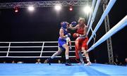 22 October 2022; Amy Broadhurst of Ireland, left, in action against Mariia Bova of Ukraine in their light welterweight 63kg final during the EUBC Women's European Boxing Championships 2022 at Budva Sports Centre in Budva, Montenegro. Photo by Ben McShane/Sportsfile
