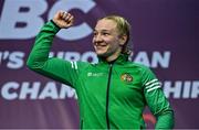 22 October 2022; Amy Broadhurst of Ireland, celebrates as she wins gold in the light welterweight 63kg final during the EUBC Women's European Boxing Championships 2022 at Budva Sports Centre in Budva, Montenegro. Photo by Ben McShane/Sportsfile