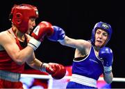 22 October 2022; Christina Desmond of Ireland, right, in action against Ani Hovsepyan of Armenia in their light middleweight 70kg final during the EUBC Women's European Boxing Championships 2022 at Budva Sports Centre in Budva, Montenegro. Photo by Ben McShane/Sportsfile