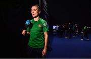 22 October 2022; Kellie Harrington of Ireland, talks to the media after the lightweight 60kg final during the EUBC Women's European Boxing Championships 2022 at Budva Sports Centre in Budva, Montenegro. Photo by Ben McShane/Sportsfile