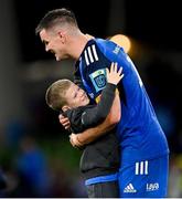 22 October 2022; Jonathan Sexton of Leinster with his son Luca after the United Rugby Championship match between Leinster and Munster at Aviva Stadium in Dublin. Photo by Ramsey Cardy/Sportsfile