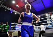 22 October 2022; Christina Desmond of Ireland, after her defeat against Ani Hovsepyan of Armenia in their light middleweight 70kg final during the EUBC Women's European Boxing Championships 2022 at Budva Sports Centre in Budva, Montenegro. Photo by Ben McShane/Sportsfile