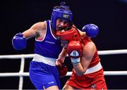 22 October 2022; Aoife O'Rourke of Ireland, left, in action against Elzbieta Wojcik of Poland in their middleweight 75kg final during the EUBC Women's European Boxing Championships 2022 at Budva Sports Centre in Budva, Montenegro. Photo by Ben McShane/Sportsfile