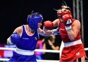 22 October 2022; Aoife O'Rourke of Ireland, left, in action against Elzbieta Wojcik of Poland in their middleweight 75kg final during the EUBC Women's European Boxing Championships 2022 at Budva Sports Centre in Budva, Montenegro. Photo by Ben McShane/Sportsfile