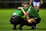 22 October 2022; Erin McLaughlin, right, and Karen Duggan of Peamount United after their side's drawn SSE Airtricity Women's National League match between Peamount United and Wexford Youths at PRL Park in Greenogue, Dublin. Photo by Seb Daly/Sportsfile