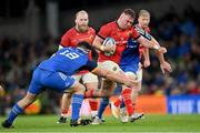 22 October 2022; Dave Kilcoyne of Munster is tackled by Thomas Clarkson of Leinster during the United Rugby Championship match between Leinster and Munster at Aviva Stadium in Dublin. Photo by Ramsey Cardy/Sportsfile