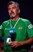 22 October 2022; Ireland coach John Conlan talks to the media during the EUBC Women's European Boxing Championships 2022 at Budva Sports Centre in Budva, Montenegro. Photo by Ben McShane/Sportsfile