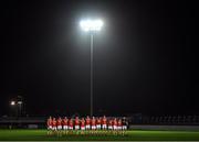22 October 2022; Palatine players stand for Amhrán na bhFiann before the AIB Leinster GAA Football Senior Club Championship Round 1 match between Palatine and St Patrick's at Netwatch Cullen Park in Carlow. Photo by Piaras Ó Mídheach/Sportsfile