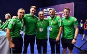 22 October 2022; Ireland coaches from left, Dimitri Dmitruk, Eoin Cluck, Zaur Antia, John Conlan and Physio Rob Tuomey after the EUBC Women's European Boxing Championships 2022 at Budva Sports Centre in Budva, Montenegro. Photo by Ben McShane/Sportsfile