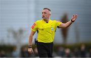 22 October 2022; Referee Alan Patchell during the SSE Airtricity Women's National League match between Peamount United and Wexford Youths at PRL Park in Greenogue, Dublin. Photo by Seb Daly/Sportsfile