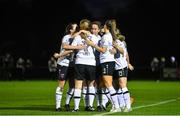 22 October 2022; Kylie Murphy of Wexford Youths celebrates with teammates after scoring their side's second goal during the SSE Airtricity Women's National League match between Peamount United and Wexford Youths at PRL Park in Greenogue, Dublin. Photo by Seb Daly/Sportsfile