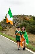 23 October 2022; Marcus O'Neill aged 10 and Caitlin O'Neill aged 12 from Millstreet, Kerry, during day four of the FIA World Rally Championship RACC Catalunya in Spain. Photo by Philip Fitzpatrick/Sportsfile