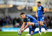 22 October 2022; Jonathan Sexton of Leinster lines up a kick during the United Rugby Championship match between Leinster and Munster at Aviva Stadium in Dublin. Photo by Harry Murphy/Sportsfile