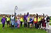 23 October 2022; Vhi ambassador and Olympian David Gillick, centre, Vhi sponsorship manager Lorraine McCormack, far left, and Deerpark junior parkrun run director Niall Coppinger, third from left, with volunteers and participants before the Deerpark junior parkrun where Vhi welcomed all attendees for a special event led by Vhi ambassador and Olympian David Gillick. Junior parkruns are 2km long and cater for 4 to 14-year olds, free of charge providing a fun and safe environment for children to enjoy exercise. To register for a parkrun near you visit www.parkrun.ie. Photo by Sam Barnes/Sportsfile