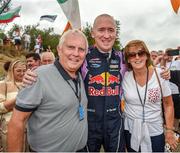 23 October 2022; Paul Nagle with Craig Breen's parents, Ray and Jackie at the stage finish during day four of the FIA World Rally Championship RACC Catalunya in Spain. Photo by Philip Fitzpatrick/Sportsfile