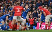 22 October 2022; Leinster senior physiotherapist Karl Denvir during the United Rugby Championship match between Leinster and Munster at Aviva Stadium in Dublin. Photo by Ramsey Cardy/Sportsfile