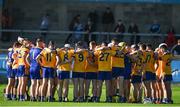 23 October 2022; Na Fianna players huddle before the Dublin County Senior Club Hurling Championship Final match between Kilmacud Crokes and Na Fianna at Parnell Park in Dublin. Photo by Harry Murphy/Sportsfile