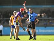 23 October 2022; Referee Thomas Gleeson shows a red card to Alex Considine of Kilmacud Crokes during the Dublin County Senior Club Hurling Championship Final match between Kilmacud Crokes and Na Fianna at Parnell Park in Dublin. Photo by Harry Murphy/Sportsfile