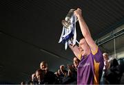 23 October 2022; Kilmacud Crokes captain Caolán Conway lifts the trophy after his side's victory in the Dublin County Senior Club Hurling Championship Final match between Kilmacud Crokes and Na Fianna at Parnell Park in Dublin. Photo by Harry Murphy/Sportsfile
