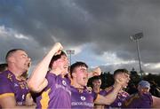 23 October 2022; Kilmacud Crokes players including Cian Ryan and Brendan Scanlon, centre, celebrate after their side's victory in the Dublin County Senior Club Hurling Championship Final match between Kilmacud Crokes and Na Fianna at Parnell Park in Dublin. Photo by Harry Murphy/Sportsfile