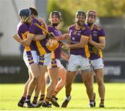 23 October 2022; Kilmacud Crokes players celebrate after their side's victory in the Dublin County Senior Club Hurling Championship Final match between Kilmacud Crokes and Na Fianna at Parnell Park in Dublin. Photo by Harry Murphy/Sportsfile