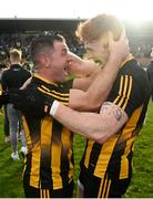 23 October 2022; Strokestown joint captains David Neary, left, and Diarmuid McGann of Strokestown celebrate after their side's victory in celebrate after their side's victory in the Roscommon County Senior Club Football Championship Final match between Boyle and Strokestown at Dr Hyde Park in Roscommon. Photo by Seb Daly/Sportsfile