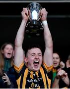 23 October 2022; Crossmaglen Rangers captain Stephen Morris lifts the trophy after the Armagh County Senior Club Football Championship Final match between Crossmaglen Rangers and Granemore at Athletic Grounds in Armagh. Photo by Ramsey Cardy/Sportsfile