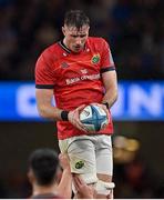 22 October 2022; Thomas Ahern of Munster during the United Rugby Championship match between Leinster and Munster at Aviva Stadium in Dublin. Photo by Brendan Moran/Sportsfile